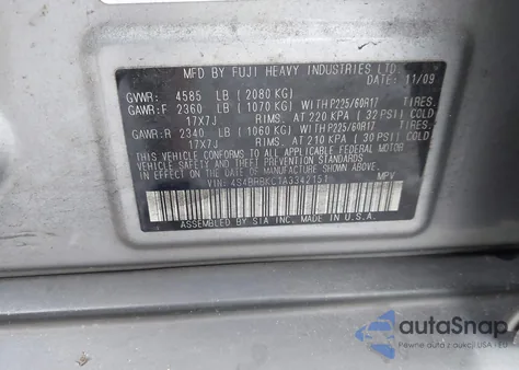 2010 Subaru Outback 2.5I Limited from USA, damaged, VIN 4S4BRBKC1A3342151